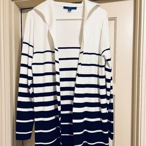 APT 9 Black & White Stripes, Open Front Cardigan SWEATER Size M